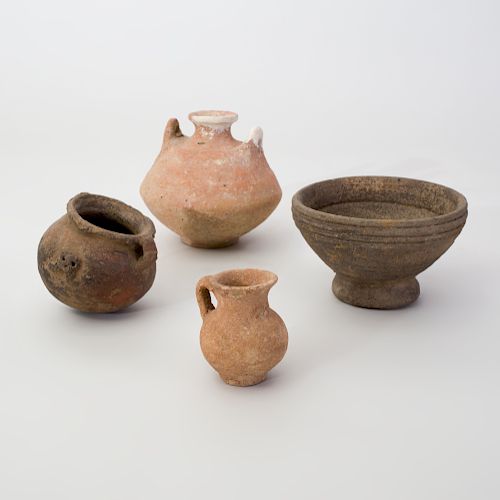 Group of Four Rustic Pottery Vessels