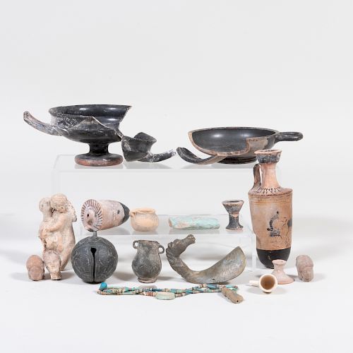 Group of Pottery Shards and Metalwork, Some Possibly from Antiquity