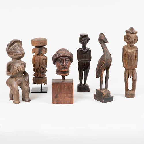 Group of Five Ethnographic Wood Figures
