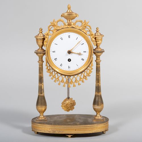 Louis XVI Style Gilt-Bronze-Mounted Portico Clock