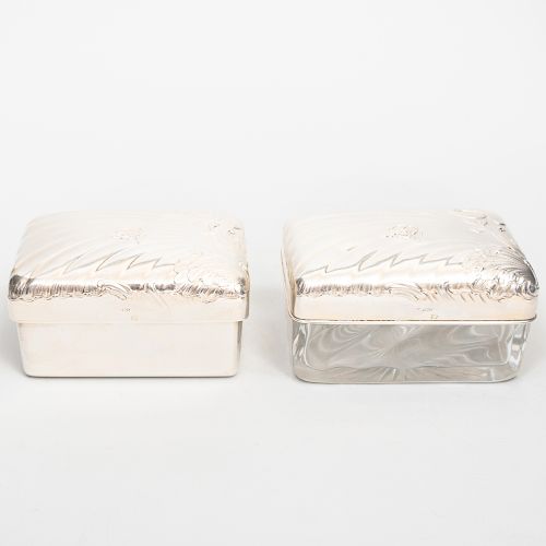 Two Silver Mounted Boxes with Arabic Script Monogram