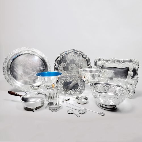 Group of Silver Plate Serving and Flatware Articles