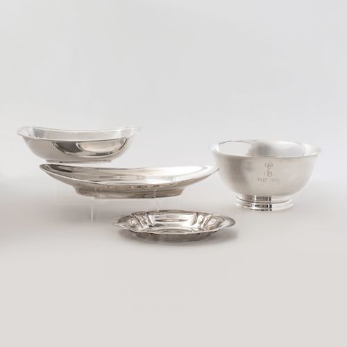 Two Gorham Silver Serving Dishes, a Tiffany Silver Dish, and Another American Bowl