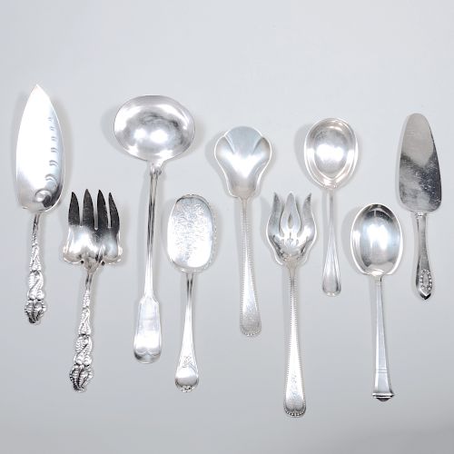 Group of Eight American Silver Serving Utensils