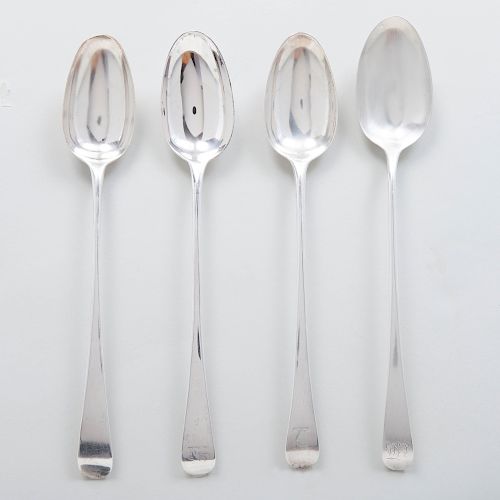 Group of Four George III Silver Stuffing Spoons