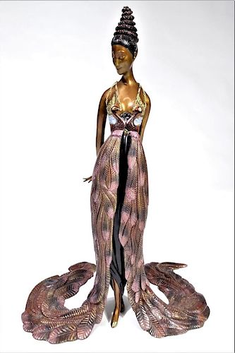 Erte (1892-1990) Russian, "Feather Gown" Bronze