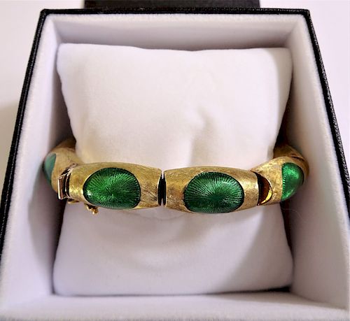 Italian 18k, Green Enamel Bracelet