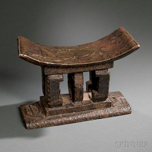 Ashanti Brass-covered Carved Wood Stool
