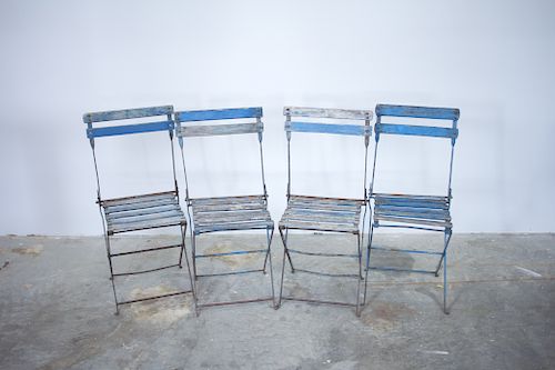 Vintage Set of 4 French Cafe Chairs