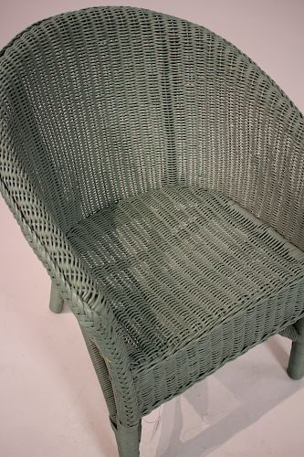 Green Painted Small Wicker Armchair Roth Estate