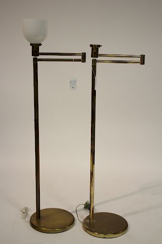 Pr Nessen Brass Finished Floor Lamps, As Is