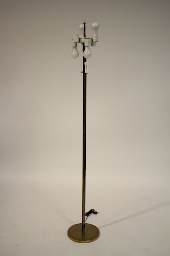 Midcentury Floor Lamp, Brass Plated Multi Sockets