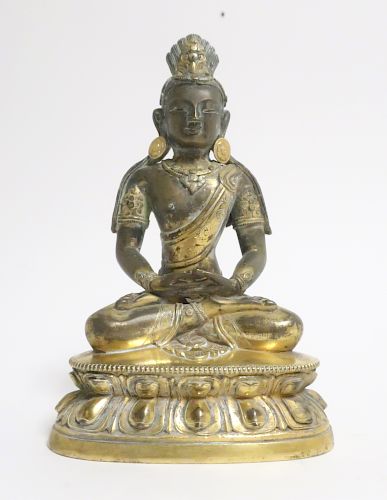 Sino-Tibetan Gilt Bronze Buddha hands Dhyana mudra