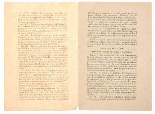 Rejón, Juan Crescencio. Reglamento para Organizar la Guardia Nacional. México, 1846.