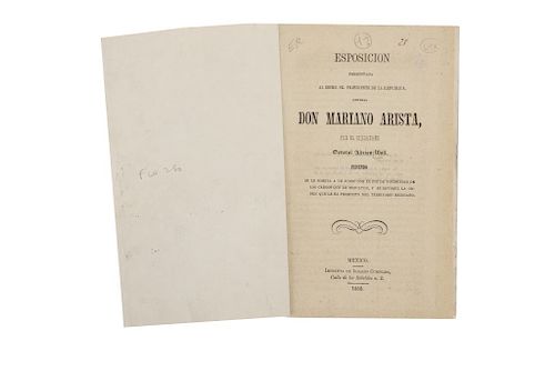 Esposición Presentada al Escmo. Sr. Presidente de la República Gral Don Mariano Arista por el Ciudadano General Adrian Woll. Méx, 1852.