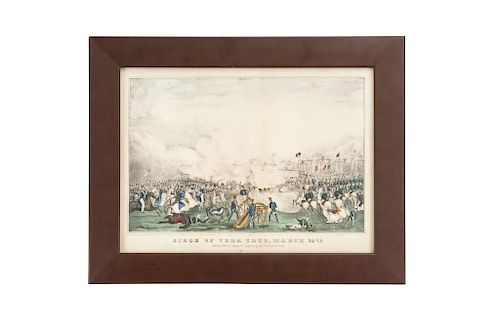 Kellogg, E. C. Siege of Vera Cruz, March 25th. New York, 1847. Litografía coloreada, 20.5 x 31 cm. (imagen). Enmarcada.