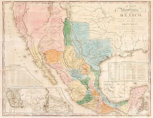 Tanner, Henry Schenck. A Map of the United States of Mexico. Fourth Edition, 1847. Mapa coloreado, 56.5 x 72 cm.