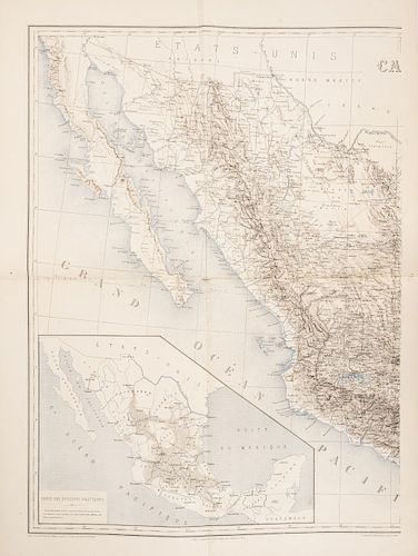 Niox, Gustave Leon. Expédition du Mexique 1861 - 1867. Recit Politique & Militaire. Paris, 1874. Texto y Atlas, 5 mapas. Piezas: 2.