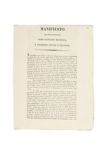 Montoya, José Cayetano - Novoa y Palacios, Francisco. Manifiesto de no Adhesión al Plan de Veracruz. Guadalajar, 1832.