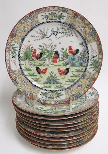 11 Chinese Famille Verte Porcelain Plates