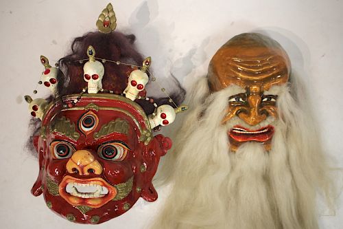 2  Mongolian Tsam Dance Ritual Masks