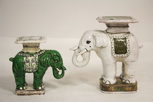 2 Chinese Glazed Pottery Elephant Garden Seats