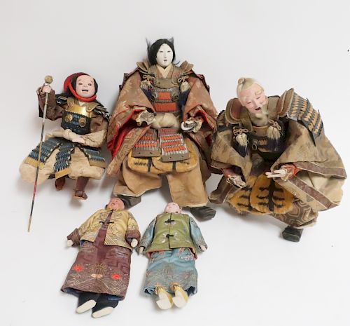 5 Asian Dolls,Japanese Samurai and  2 Chinese