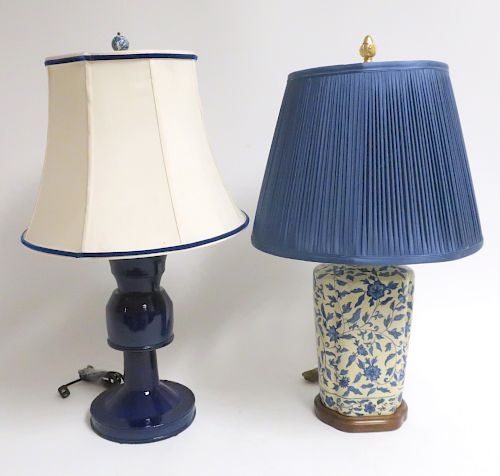 2 Contemporary Porcelain Glazed Table Lamps