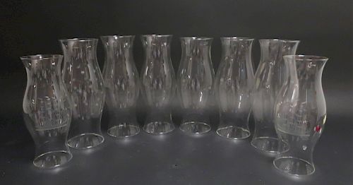 8 Glass Hurricanes, 3 etched