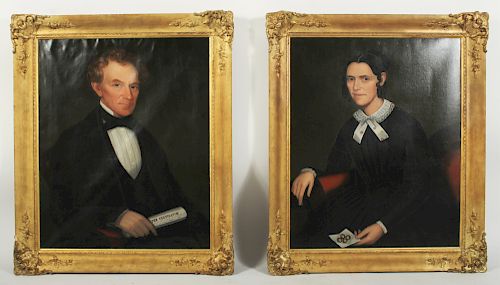 Attr. Ammi Phillips (1788-1865) Two Portraits
