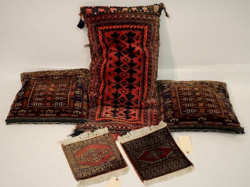 (5) Pcs. Saddlebag Pillows, Persian Mats