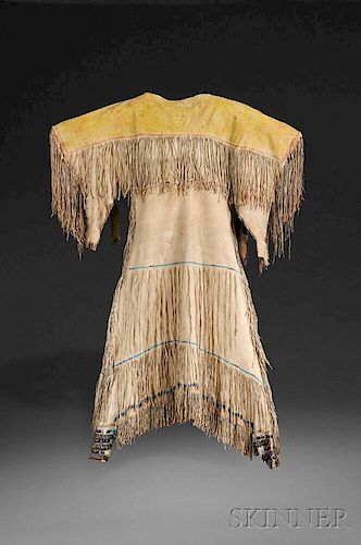 Southern Cheyenne Beaded and Fringed Hide Woman's Dress