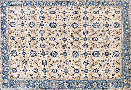 TURKISH HAND WOVEN BLUE AND TAUPE CARPET