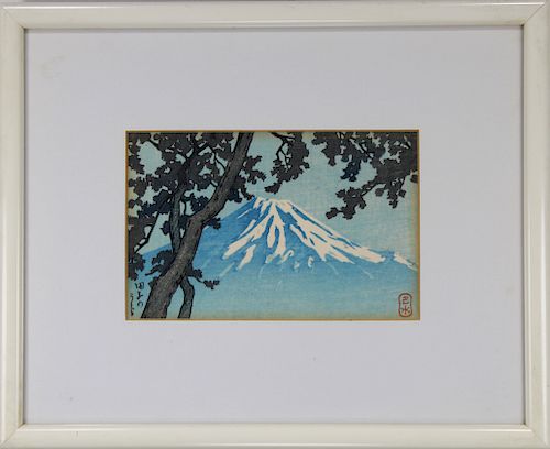Signed, Japanese Woodblock Print of Mt. Fuji