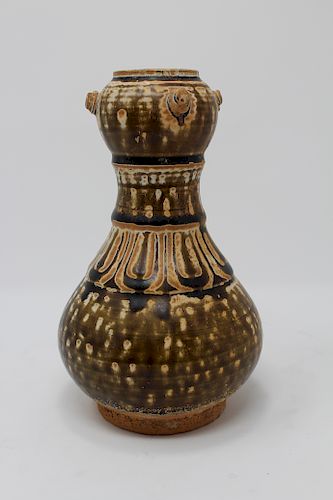 Chinese, Glazed Terracotta Vase. Signed