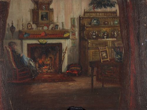 American School, 19th C. Interior Scene Painting