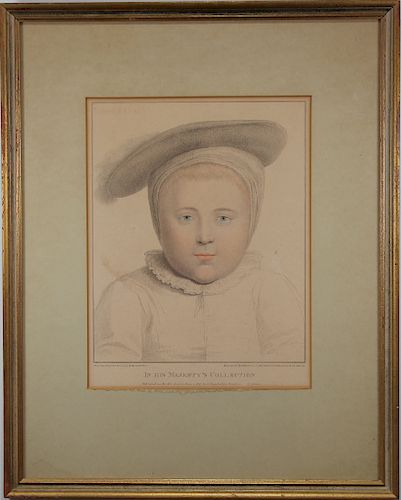 After Hans Holbein, Antique Colored Engraving