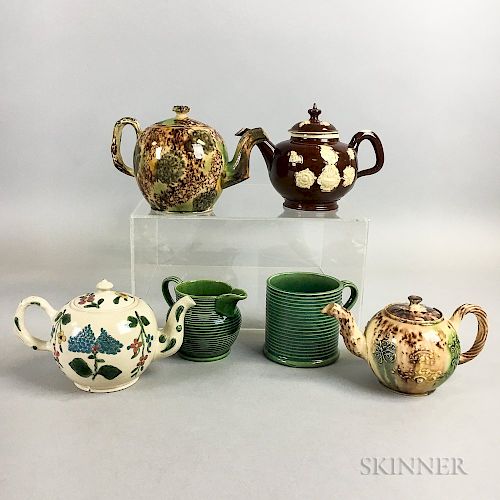Six Small Staffordshire Glazed Ceramic Items