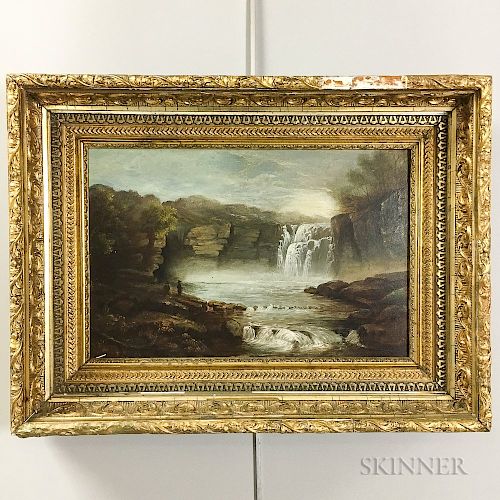American School, 19th Century  Landscape with Waterfall