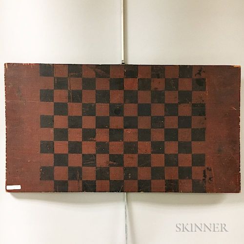 Red- and Black-painted Pine Checkerboard