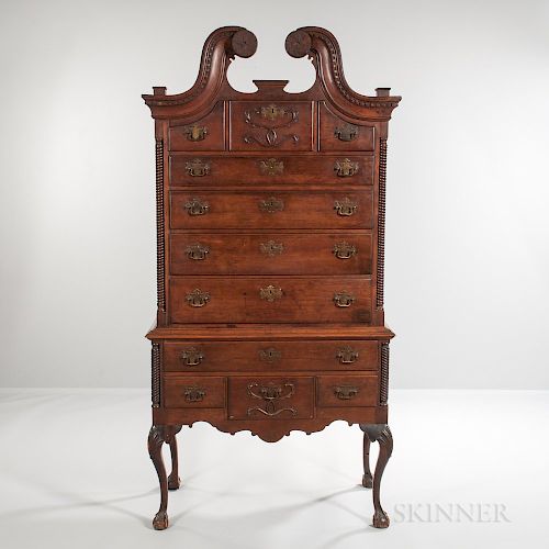 Queen Anne Connecticut-type Carved Cherry High Chest
