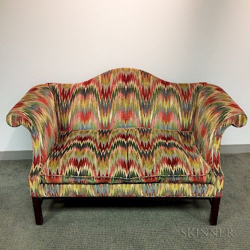 Kittinger Chippendale-style Upholstered Camel-back Sofa
