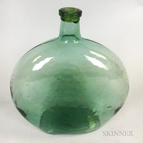 Light Aqua Mold Blown Glass Flask