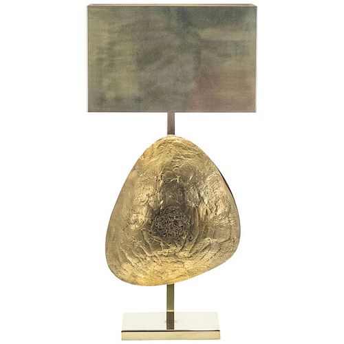 Large Belgian Willy Daro Table Lamp in Brass and Bronze, 1970s