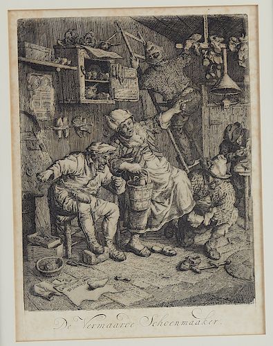 Cornelis Dusart "De Vermaarde Schoenmaker" Etchin
