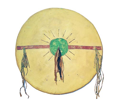 Kiowa Comanche Polychrome Painted War Shield 1800s