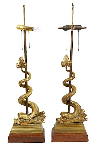 Pr. Chapman Style Dolphin Table Lamps