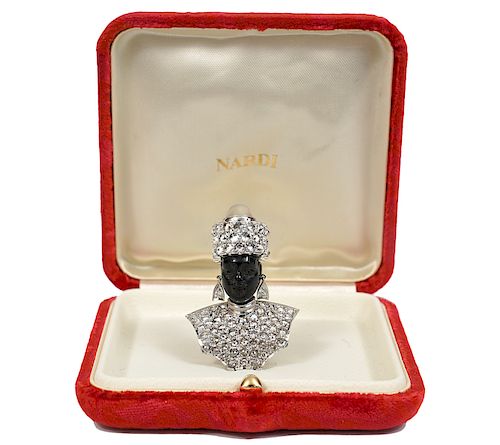 Nardi Blackamoor 'Moretto' Platinum/Diamond Brooch