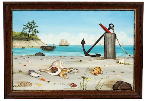 Martha Cahoon 'Sand & Sea Shells' Oil on Board