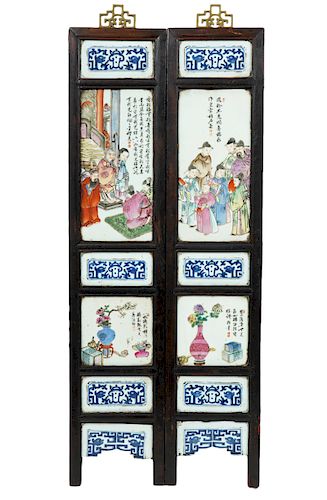 2 Chinese Long Narrow Porcelain Plaques